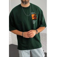 Nigrum Pardus Nıgrum Pardus Yeni Sezon Sunset At The Beach Baskılı %100 Pamuk Büyük Beden Oversize Erkek T-Shirt