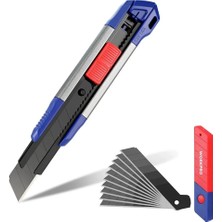 EstoreBox Workpro WP212022 18MM Ağır Hizmet Alüminyum Kasa Maket Bıçağı + 10 Adet Yedek Bıçak