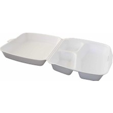 3 Bölmeli Kapaklı Köpük Yemek Kabı 100 Adet – Paket Servis Bölmeli Yemek Kabı