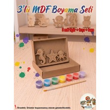 Minik Mucitler Hobi ve Oyuncak 3'lü Mdf Boyama Seti - Deniz Canlıları Serisi (6'lı Boya ve Fırça Dahil)