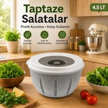 4,5 L Büyük Boy Sebze Kurutucu Salata Süzgeci Çevir Kurut Bpa Içermez Sariva Home