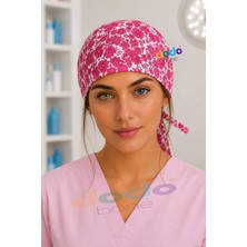Kırmızı Çiçek Desenli Cerrahi Bone , Medikal Bone , Doktor, Hemşire, Diş Hekimi ve Veteriner Bonesi