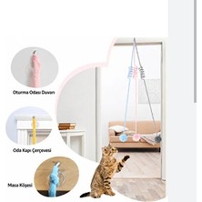 Pet Etkileşimli Asılı Yaylı Peluş Tavşan Kedi Oltası-Karışık Renk