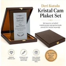 Best Hediye Deri Kutulu Cam Plaket Set-Yazı,logo Dahil