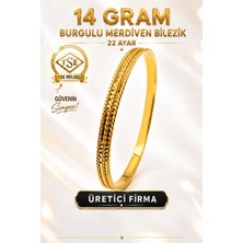 Aks Gold 22 Ayar TSE Belgeli 14 GRAM Burgulu Merdiven Ajda Altın Bilezik Gold Bilezik Düğün Nişan