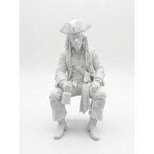 Demirhan3D 🏴‍☠️ Captain Jack Sparrow Figürü | 10 cm Pla Dekoratif Oturan Karakter | Karayip Korsanları Masa Üstü Biblo ⚓