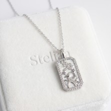 Stelia 316L Çelik Gümüş Renk Oğlak Burcu Zirkon Taşlı Kadın Kolye 45 cm