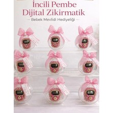 Burc Design Gift Incili Pembe Dijital Zikirmatik – Bebek Mevlidi & Özel Gün Hediyeliği 10 Adet