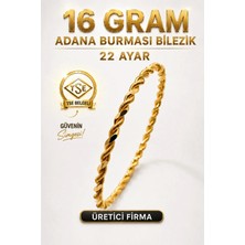 Aks Gold 22 Ayar TSE Belgeli 16 GRAM Adana Burması Bilezik Altın Gold Bilezik Düğün Nişan