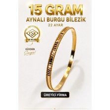 Aks Gold 22 Ayar TSE Belgeli (15 GRAM) Aynalı Burgu Ajda Bilezik Gold Altın Bilezik Düğün Nişan