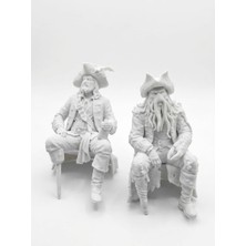 Demirhan3D 🐙⚓ Davy Jones & Captain Barbossa 2’li Figür Seti | 10 cm Pla Oturan Karakterler | Karayip Korsanları Dekor 🏴‍☠️