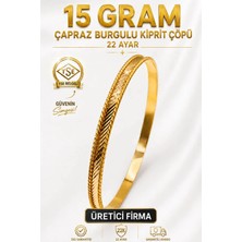 Aks Gold 22 Ayar TSE Belgeli (15 GRAM) Çapraz Burgulu Kiprit Çöpü Ajda Altın Bilezik Gold Düğün Nişan