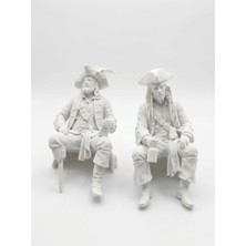 Demirhan3D 🏴‍☠️ Captain Jack Sparrow & Captain Barbossa 2'li Figür Seti | 10 cm Pla Oturan Karakterler | Karayip Korsanları Dekor ⚓