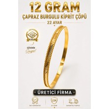Aks Gold 22 Ayar TSE Belgeli (12 GRAM) Çapraz Burgulu Kiprit Çöpü Ajda Altın Bilezik Gold Düğün Nişan