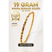 Aks Gold 22 Ayar TSE Belgeli (19 GRAM) Adana Burması Bilezik Altın Gold Bilezik Düğün Nişan