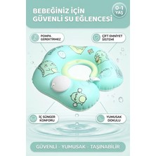 Oglo Pompa Gerektirmeyen Çocuk Yüzme Simidi Süngerli Yeni Nesil Çift Emniyet Tokalı Yeşil