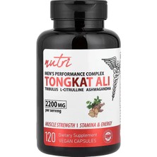Nutri Men's Nitric Oxide Complex Tongkat Alı Citrulline Tribulus  120 Vegan Capsules