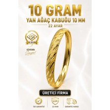 Aks Gold 22 Ayar TSE Belgeli (10 GRAM) Yan Desen Işıltılı Şarnel Altın Bilezik 10 mm Gold Bilezik Düğün Nişan