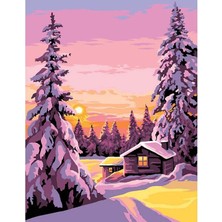 Margot Goblen 60X80CM - 152.58 Karlı Evin Üzerindeki Akşam Işığı