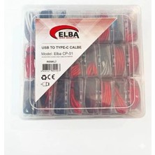 Elba Cp-01 Şeffaf Kutulu USB To Type-C RENKLI(KIRMIZI,LACIVERT,BEYAZ,GRI,BORDO)24LÜ Şarj Kablosu