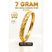 Aks Gold 22 Ayar 7 GRAM Yan Ağaç Kabuğu Ajda Bilezik 8 mm Gold Altın Bilezik Düğün Nişan