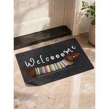 Bert Tatlı Köpek Desenli Welcome Kapı Önü Paspası – Dekoratif Dachshund Tasarımlı Dijital Baskılı Kaydırmaz Pvc Tabanlı Modern Kapı Paspası