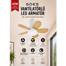 Rota Style 42W Tavan Vantilatörü LED Avize Armatür 64CM 5 Kanat 6 Kademeli Fan Terse Dönüş Gece Lambası Mod