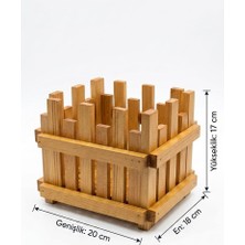 Green Efficiency Tik Yağlı Doğal Ahşap Organizer - Saksılık