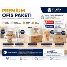 Yılhan Ambalaj Premium Ofis Paketi | 1000'LI Karton Bardak + 1000'LI Stick Şeker + Hediye Tahta Karıştırıcı + Islak Mendil"