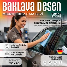 Baffhome Mikrofiber Cam Bezi Iz Bırakmayan Parlatıcı Temizlik Bezi Baklava Desenli Özel Doku Mikrofiber Cam ve Kurulama Bezi 50X70CM