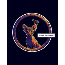 Rota Style Notebook: Sphynx Cat On Black Cover And Lined Pages, Extra Large (8.5 x 11) Inches, 110 Pages, Whit