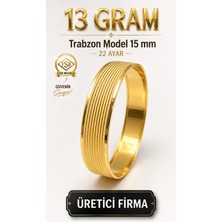 Aks Gold 22 Ayar TSE Belgeli (13 GRAM) Trabzon Model Ajda Altın Bilezik İşçiliksiz Yatırımlık