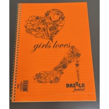 Dazzle Junior Girls Loves Spiralli Defter A4 Pp Kapak 72 Yaprak Çizgili