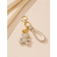 Kumru Studio Taşlı Ayıcık Çanta Charmı & Anahtarlık – Gold Detaylı Kristal Aksesuar