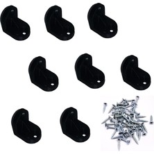 Rota Style Mks Plastik Köşebent, Siyah, 2 cm x 2 cm x 4 Mm, 8 Adet, Mobilya Bağlantı Elemanı, Raf Dolap Köş