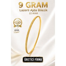 Aks Gold 22 Ayar TSE Belgeli (9 GRAM) Lazerli Ajda Altın Bilezik İşçiliksiz Yatırımlık