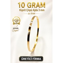 Aks Gold 22 Ayar TSE Belgeli (10 GRAM) 3 mm Kibrit Çöpü Ajda Altın Bilezik İşçiliksiz Yatırımlık