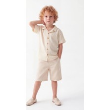 Noble Kids Erkek Çocuk Yazlık Gömlek ve Denim Şort Takım Ekru