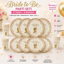 Bkmc Party ✨ Bride To Be Parti Seti 16 Parça | 8 Tabak 8 Bardak | Bekarlığa Veda, Bridal Shower, Nişan ve Kına Konsepti