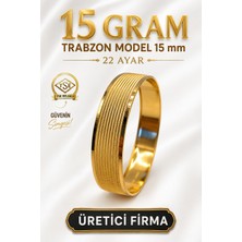 Aks Gold 22 Ayar TSE Belgeli (15 GRAM) Trabzon Model Ajda Altın Bilezik İşçiliksiz Yatırımlık