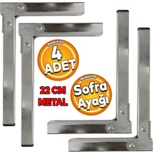 Rota Style 4 Adet Sofra Ayağı 22 cm Metal Katlanır Siyah Taban Yer Sofrası Sini Altı Mobilya Ayak Sehp
