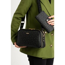 Just Polo Siyah Lüsk Premium Askılı Çantası ve Cüzdanlı Çapraz Askılı Çanta Seti