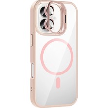 Najmaddin Mep Joko  Iphone 16 Remim Lensli Magsafe Standlı Kapak - Pembe Najmaddin