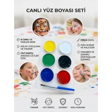 The Monarch Co Premium 6 Renkli Su Bazlı Yüz ve Vücut Boyası Seti - Yüksek Kaliteli Fırça Dahil