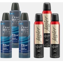 Dove Men Clean Comfort Sprey Deodorant 150 ml 3 Adet + Jagler Classic Erkek Sprey Deodorant 150 ml 3 Adet