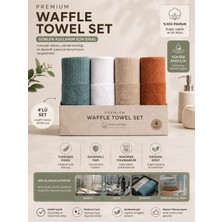 Efendioğlu Türcan 4’lü Waffle  El Havlusu Seti 50X90 cm %100 Pamuk Yüksek Su Emici Kurulama Havlusu Yumuşak Dokulu Dayanıklı El Havlusu Beyaz Krem Kahverengi Koyu Yeşil