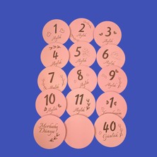 Duyar Wooden Gift Design 12 Aylık Plak Seti Ahşap Bebek Fotoğraf Kartları