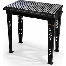 Kamp Avm Sabit Bahçe Mangalı Geniş Oluklu Izgaralı Şiş Kebap Barbekü 80X40 cm
