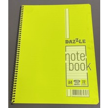 Dazzle A4 Spiralli Notebook 72 Yaprak Sarı Kapak Çizgili Okul Defteri