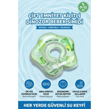 Oglo Çocuk Yüzme Simidi Şişmeli Dinozor Temalı Çift Emniyet Kilitli Anti-Panik Yeşil Yüzme Simidi